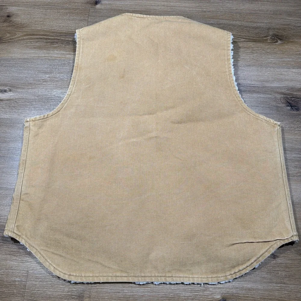 Vintage Carhartt Vest Mens XL Brown Duck Canvas Sherpa Lined V03 BRN USA